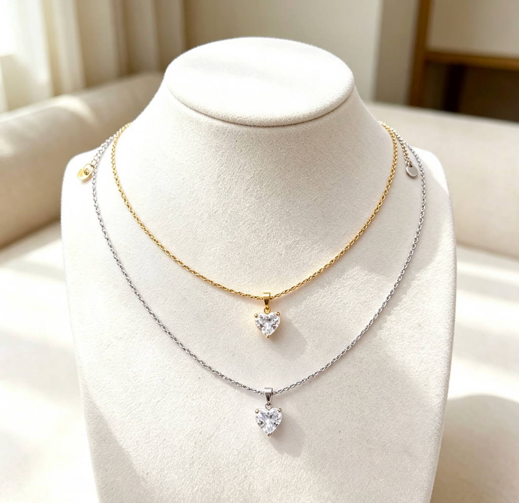 Heart Zircon Pendant Necklace – Sparkling Heart Necklace for Women