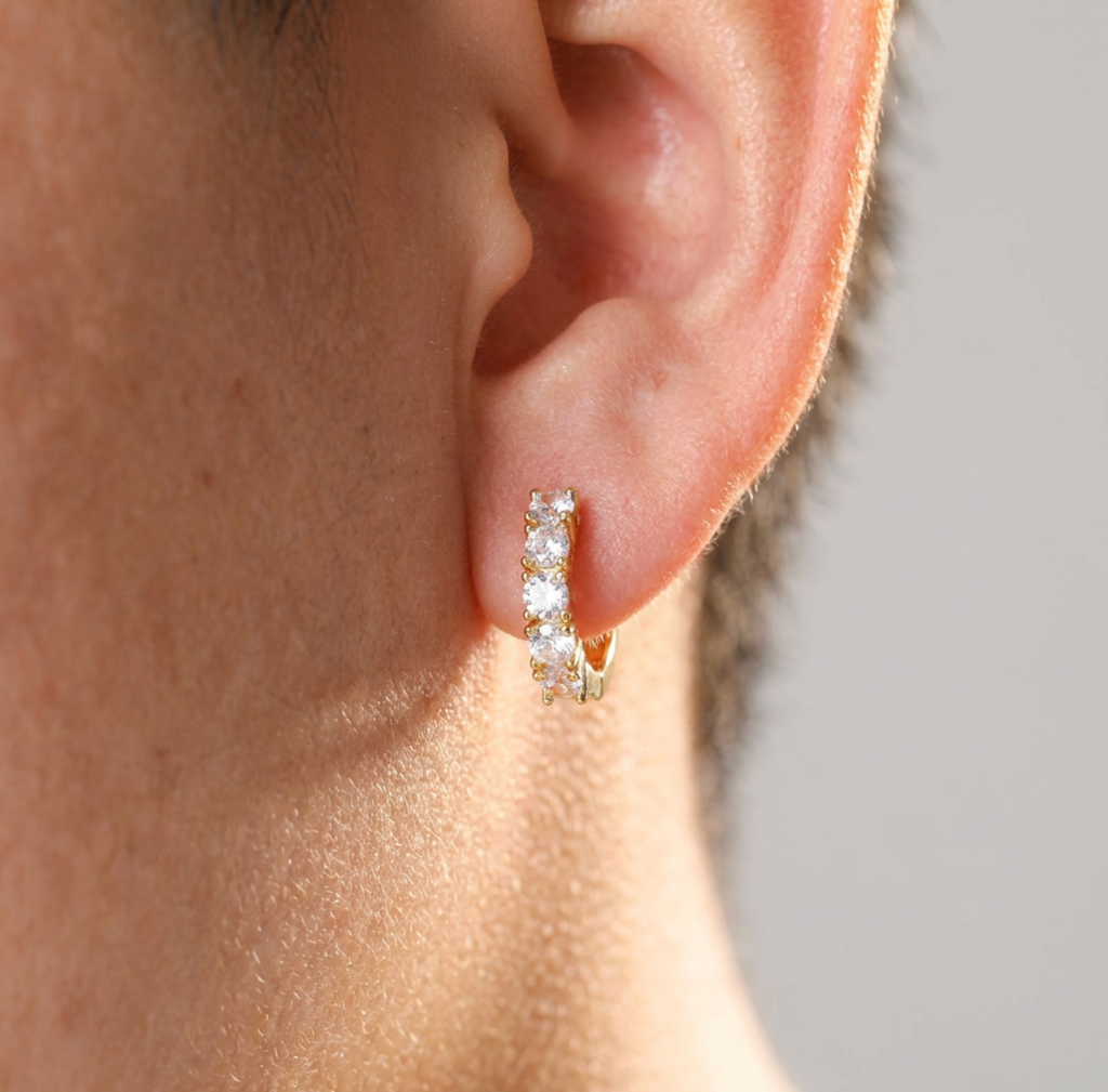 Single Row CZ Huggie Earrings – Prong Set Zircon Hoop Earrings for Men & Women  Single Row CZ Huggie Earrings Product Description