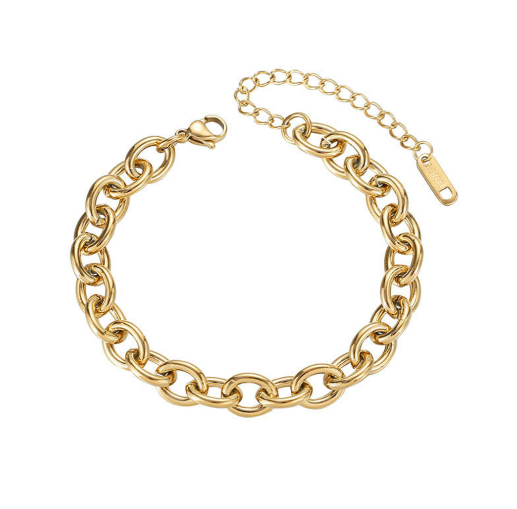 Rhodium Plated Stainless Steel O-Chain Bracelet – Minimalist Adjustable Link Bracelet