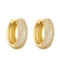 Round Pavé Huggie Earrings – Sparkling CZ Hoop Earrings for Women
