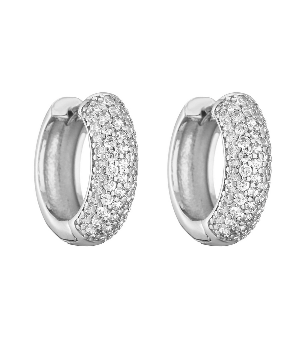 Round Pavé Huggie Earrings – Sparkling CZ Hoop Earrings for Women