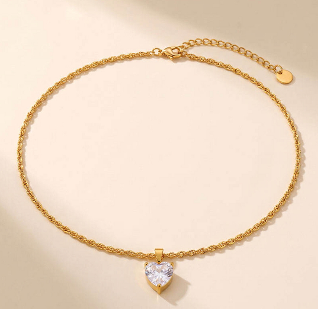Heart Zircon Pendant Necklace – Sparkling Heart Necklace for Women
