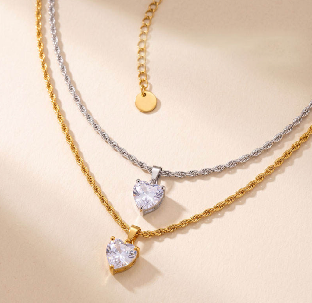 Heart Zircon Pendant Necklace – Sparkling Heart Necklace for Women