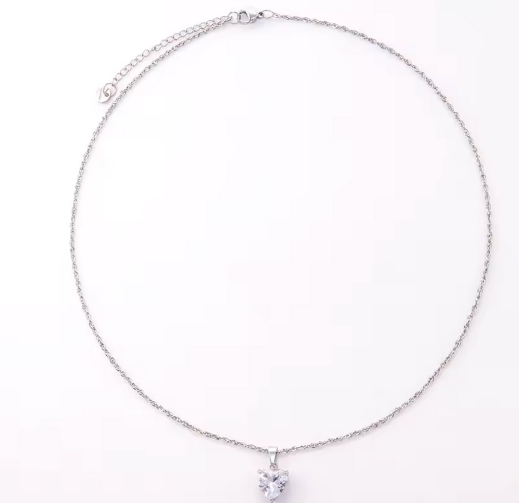 Heart Zircon Pendant Necklace – Sparkling Heart Necklace for Women